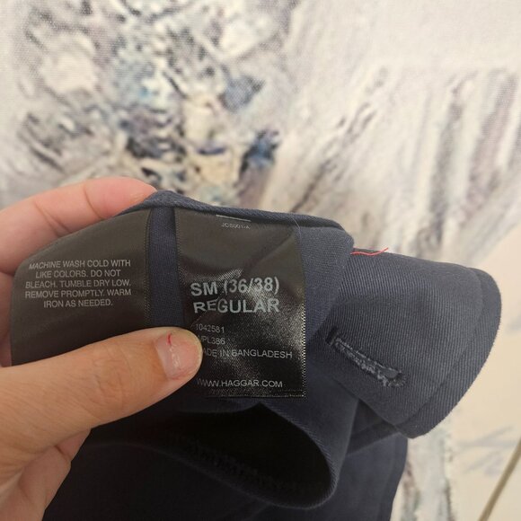 NWT Haggar Comfort Stretch Jacket Slim Fit Small 36/38 Blue Smart Wash $140 - Picture 9 of 11